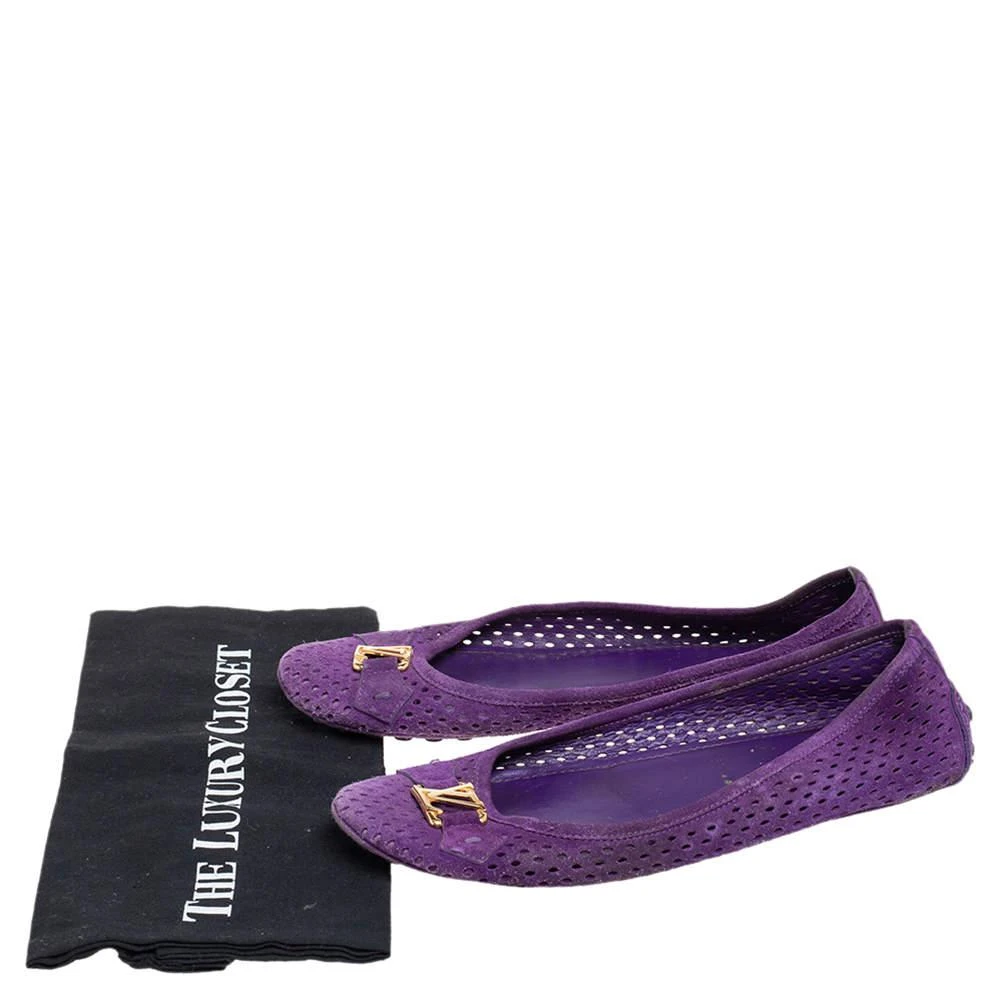 Louis Vuitton Purple Perforated Suede Ballet Flats Size 39 商品