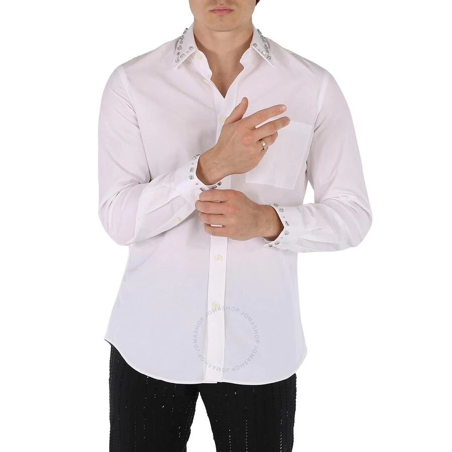 商品Burberry|Men's White Clacton Classic Fit Embellished Cotton Poplin Dress Shirt,价格¥1192,第1张图片