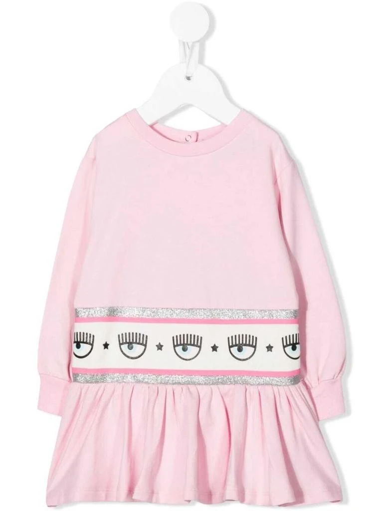 商品Chiara Ferragni|Chiara Ferragni Light Pink Sweater Dress In Cotton With Embossed Logo On The Waist,价格¥884,第1张图片