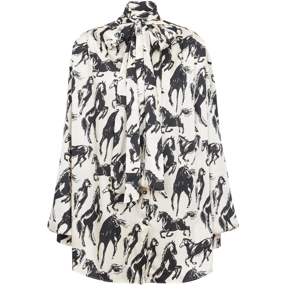 商品Balmain|系带领真丝印花衬衫,价格¥15254,第1张图片