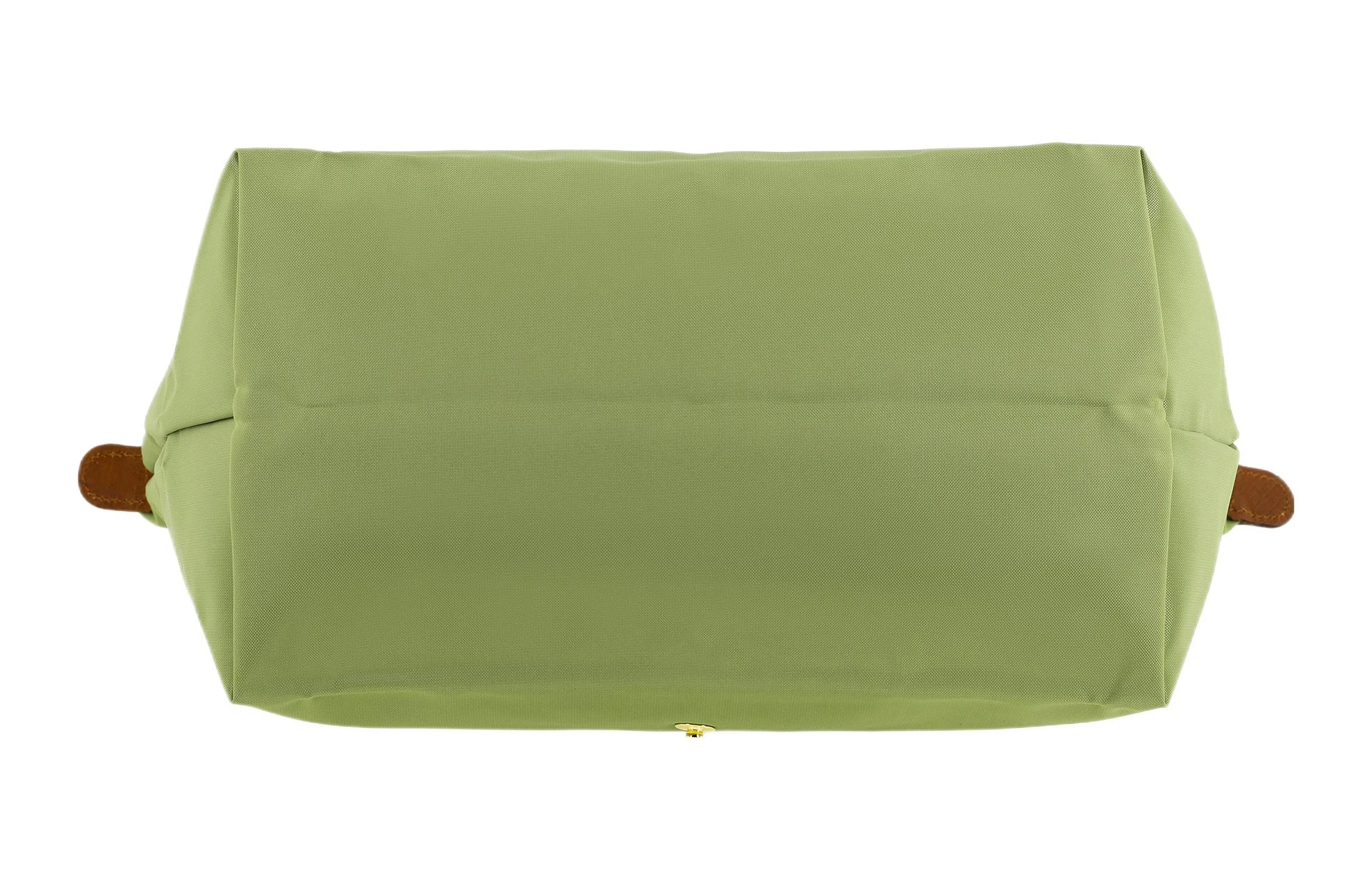 商品[国内直发] Longchamp|珑骧 Le Pliage 28 纯色徽标按扣拉链开合 帆布配皮 帆布包饺子包托特包Tote包购物袋手提单肩包 中号 女款 牛油果绿色,价格¥1278,第5张图片详细描述