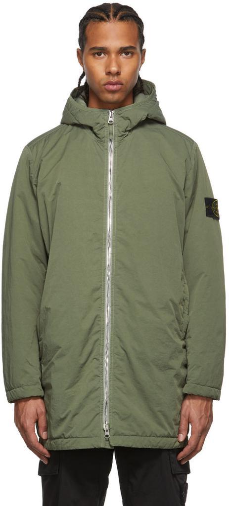 商品Stone Island|Green Taffeta Hyper Dense Coat,价格¥9672,第1张图片