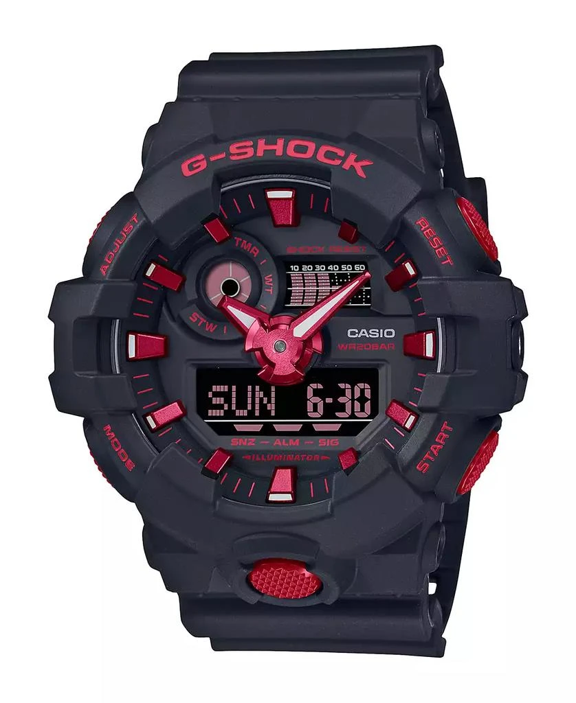 商品G-Shock|Men's Two Hand Quartz Black Resin Strap Ana-Digi Watch, 53.4mm, GA700BNR-1A,价格¥741,第1张图片