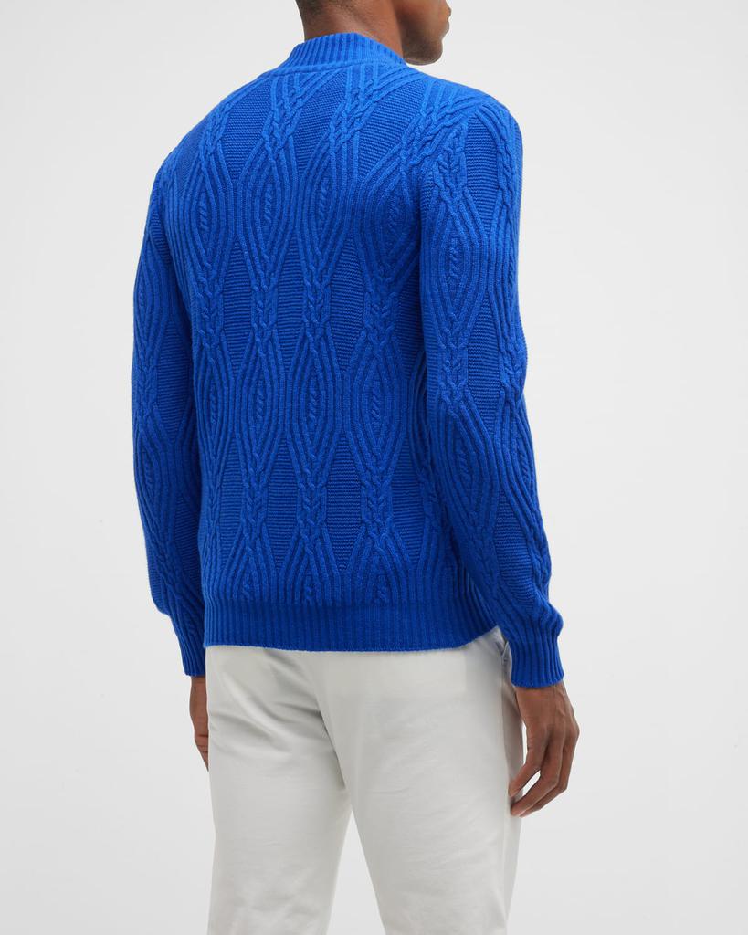 Men's Cashmere Cable Knit Full-Zip Sweater商品第4张图片规格展示