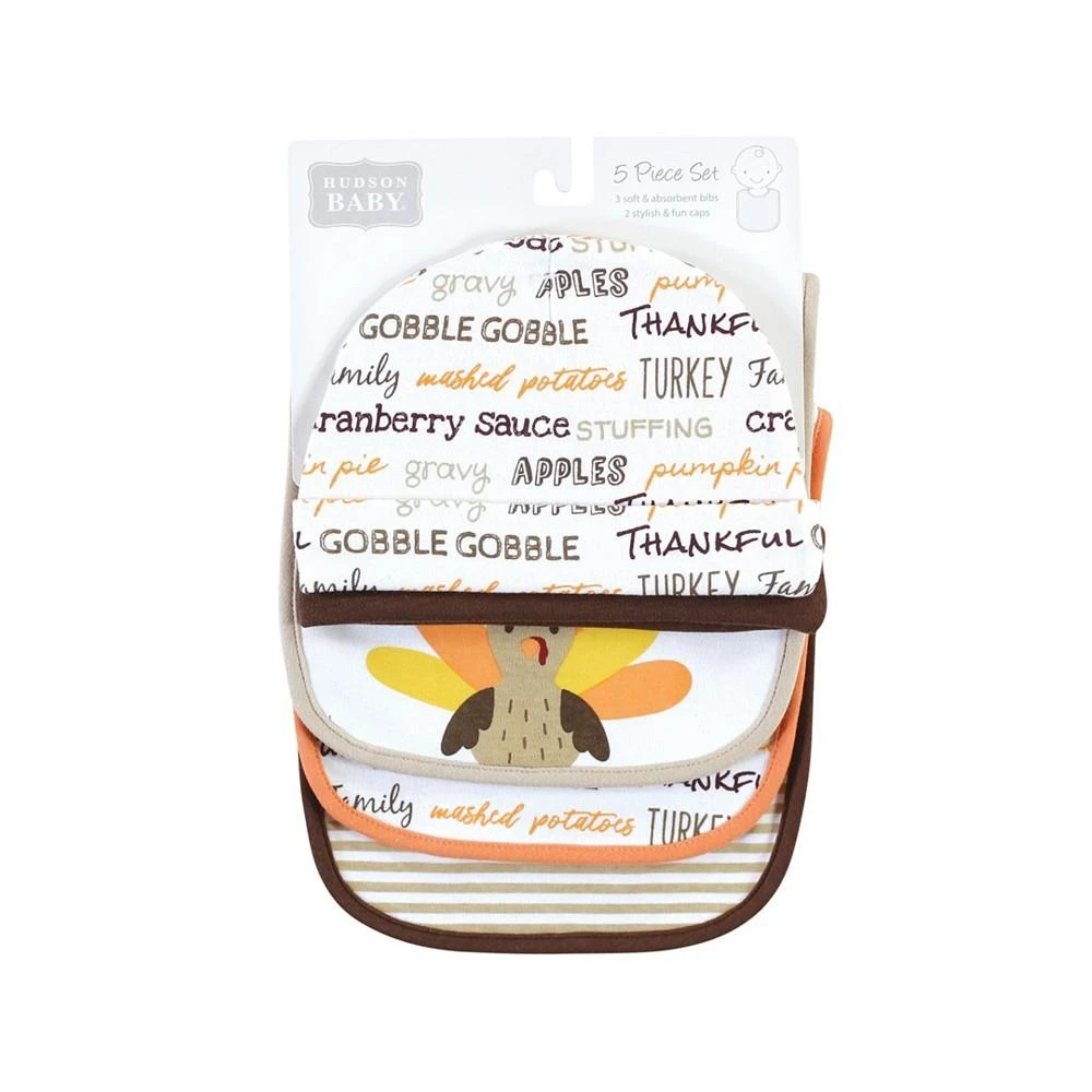 商品Hudson|Baby Boys and Girls Thanksgiving Bib and Caps, 5 Piece Set,价格¥105,第2张图片详细描述