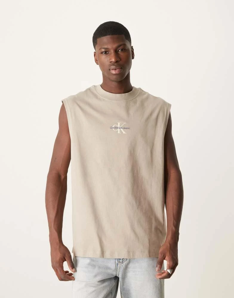 商品Calvin Klein|Calvin Klein Jeans monologo vest in stone,价格¥364,第1张图片