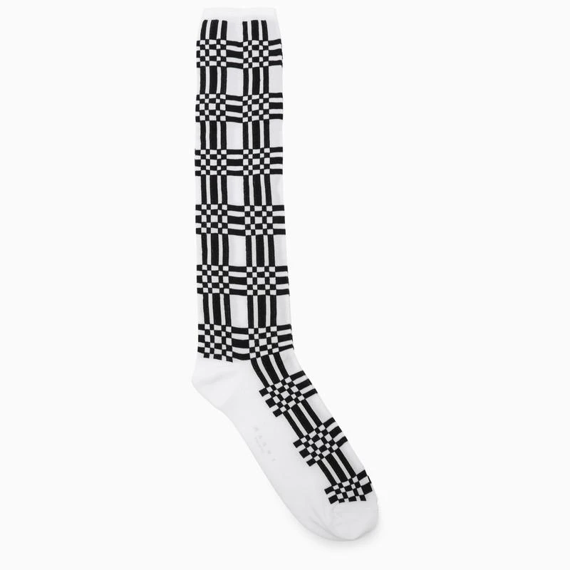 商品Marni|WHITE/BLACK CHECK PATTERN SHORT SOCKS,价格¥837,第1张图片