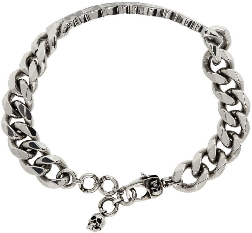 商品Alexander McQueen|Silver Graffiti Logo Bracelet,价格¥3861,第4张图片详细描述
