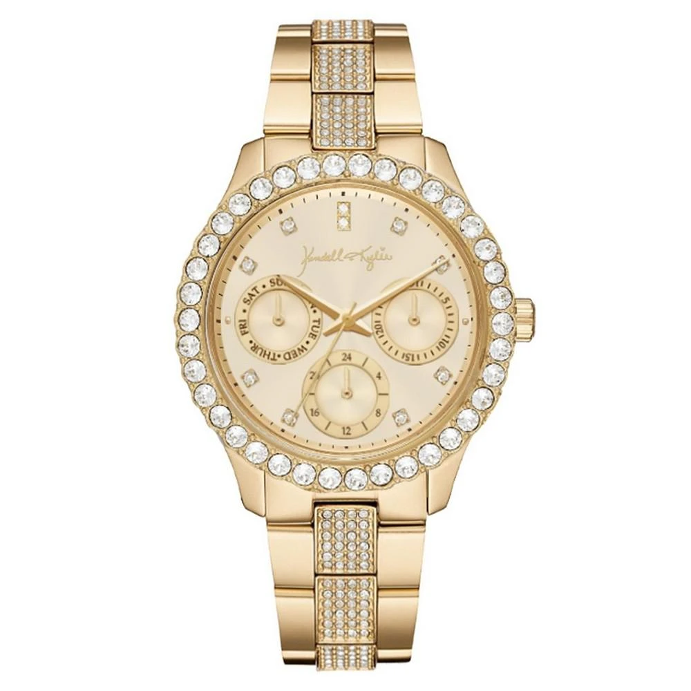 商品KENDALL & KYLIE|Women's Classic Gold Tone Crystal Bezel Stainless Steel Strap Analog Watch,价格¥113,第1张图片