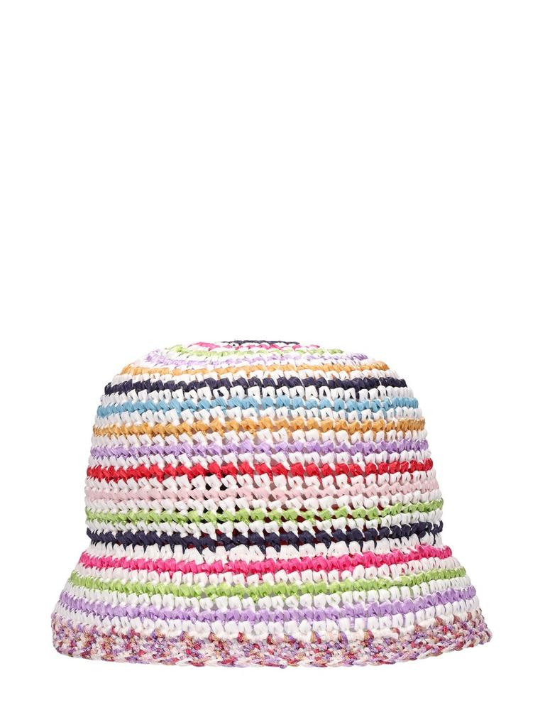 Striped Viscose Crochet Bucket Hat商品第4张图片规格展示