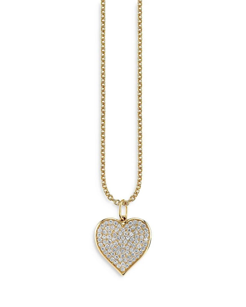 商品Sydney Evan|14K Yellow Gold Diamond Large Pavé Heart Pendant Necklace, 16",价格¥18227,第1张图片