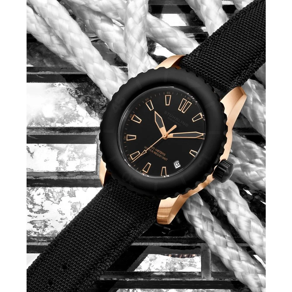 商品Stuhrling|Men's Diver on a Black Nylon Strap Watch 44mm,价格¥1465,第3张图片详细描述