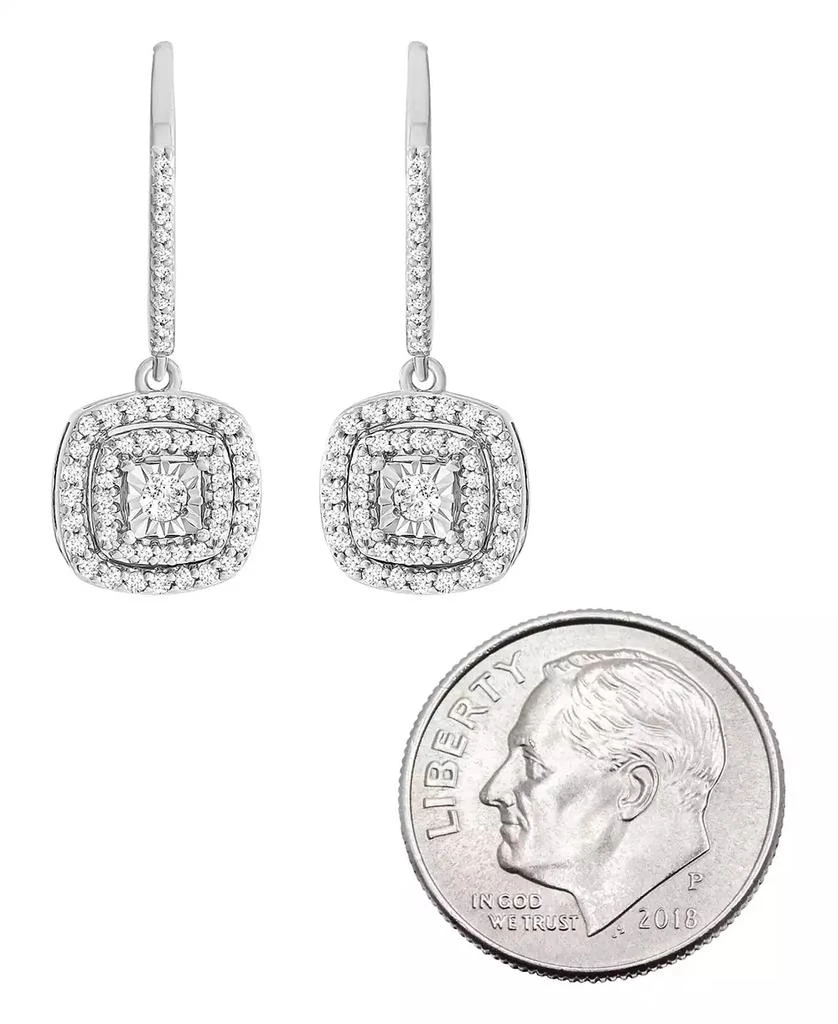 商品Macy's|Diamond Halo Drop Earrings (1/2 ct. t.w.) in Sterling Silver, 14k Rose Gold Sterling Silver & 14k Gold Sterling Silver.,价格¥1511,第4张图片详细描述