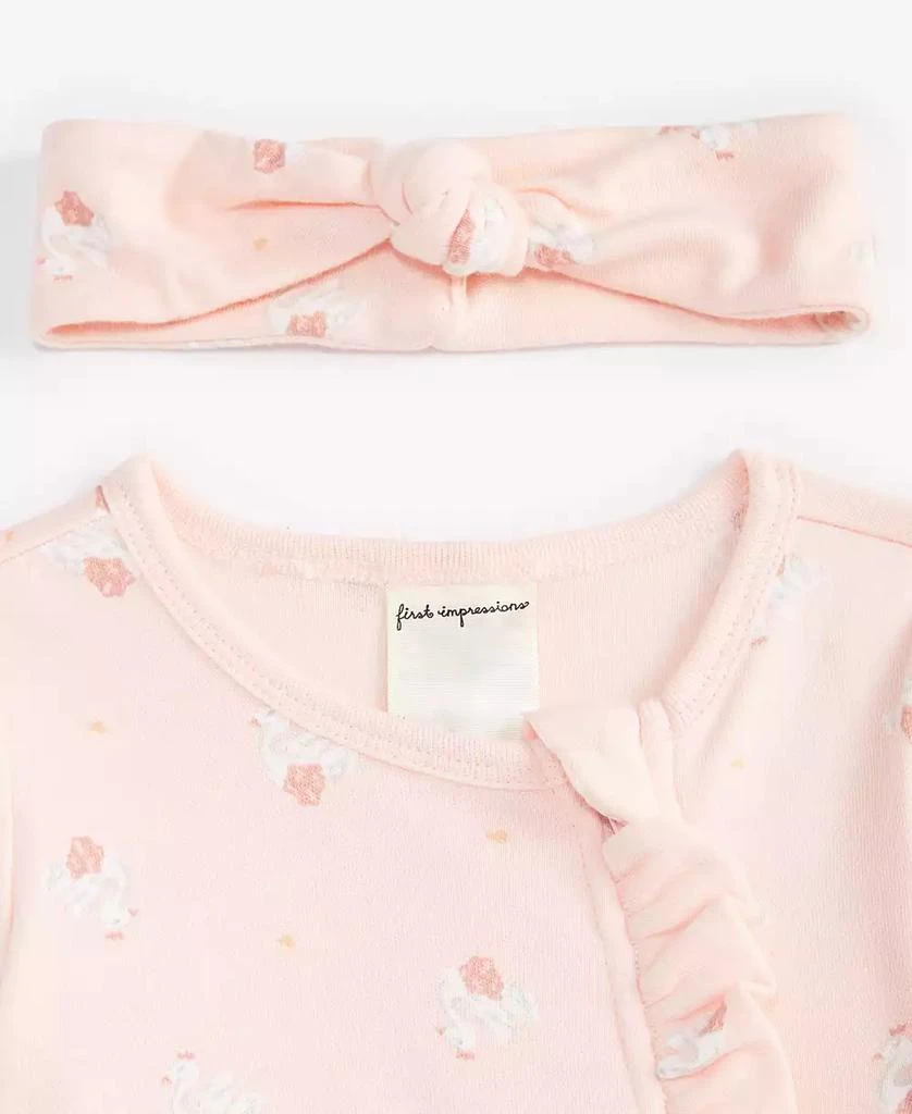 商品First Impressions|Baby Girls Tiny Dancer Cotton Footed Coverall & Headband, 2 Piece Set, Created for Macy's,价格¥94,第4张图片详细描述