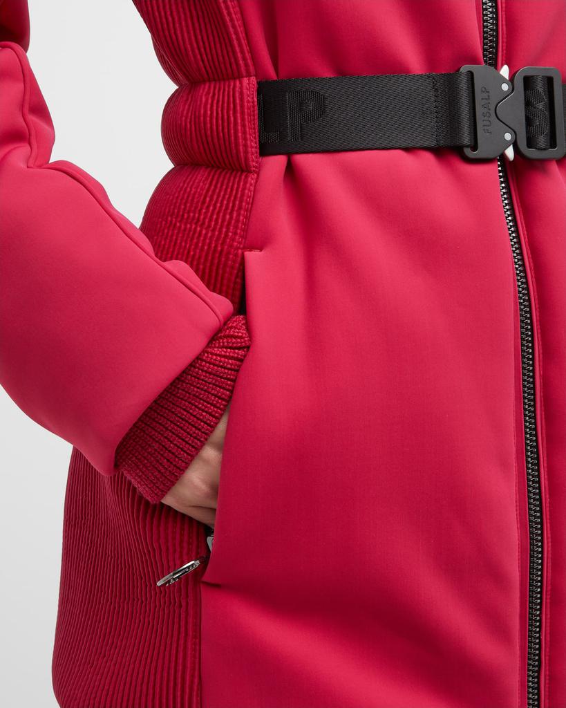 Clea Belted Ski Jacket w/ Faux Fur Trim商品第6张图片规格展示
