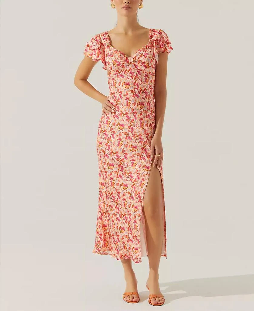 商品ASTR|Women's Maisy Floral Print Flutter Sleeve Midi Dress,价格¥493,第1张图片