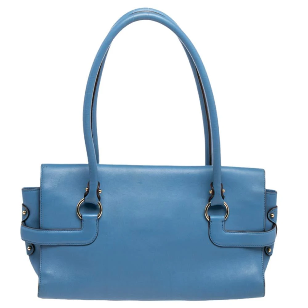 商品[二手商品] Salvatore Ferragamo|Salvatore Ferragamo Blue Leather Gancini Satchel,价格¥4841,第4张图片详细描述