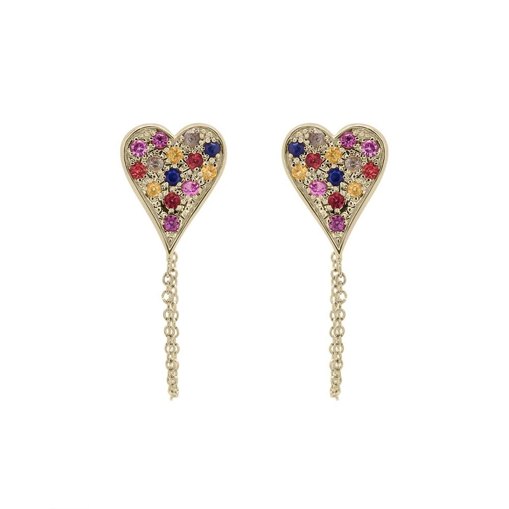 商品Macy's|Created Pink Sapphire, Created Orange Sapphire, Created Blue Sapphire and Created Yellow Sapphire Chain Dangle Earrings in 14K Gold Plated Over Sterling Silver,价格¥1119,第3张图片详细描述
