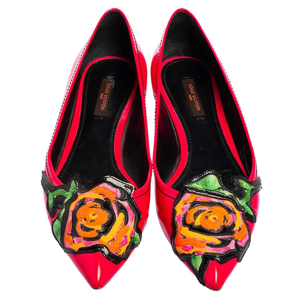 商品[二手商品] Louis Vuitton|Louis Vuitton Pink Patent Leather Stephen Sprouse Rose Pointed Toe Flat Pumps Size 37,价格¥2519,第3张图片详细描述