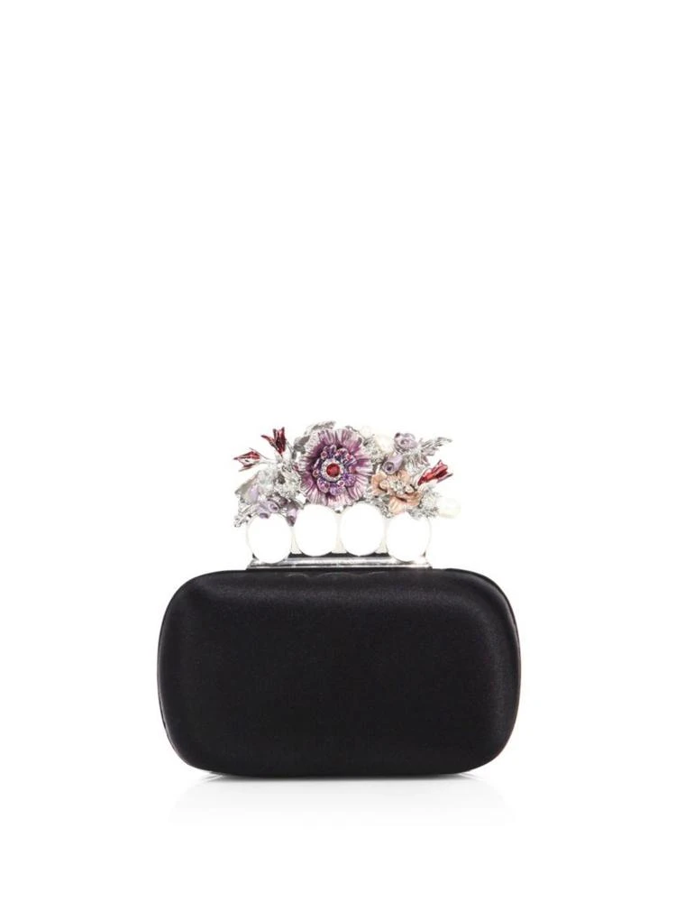 商品Alexander McQueen|Flower-Crystal Satin Knuckle Box Clutch,价格¥15262,第1张图片