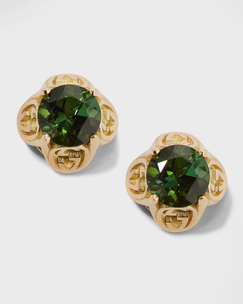 商品Gucci|Interlocking-G and Green Tourmaline Stud Earrings,价格¥8065,第1张图片