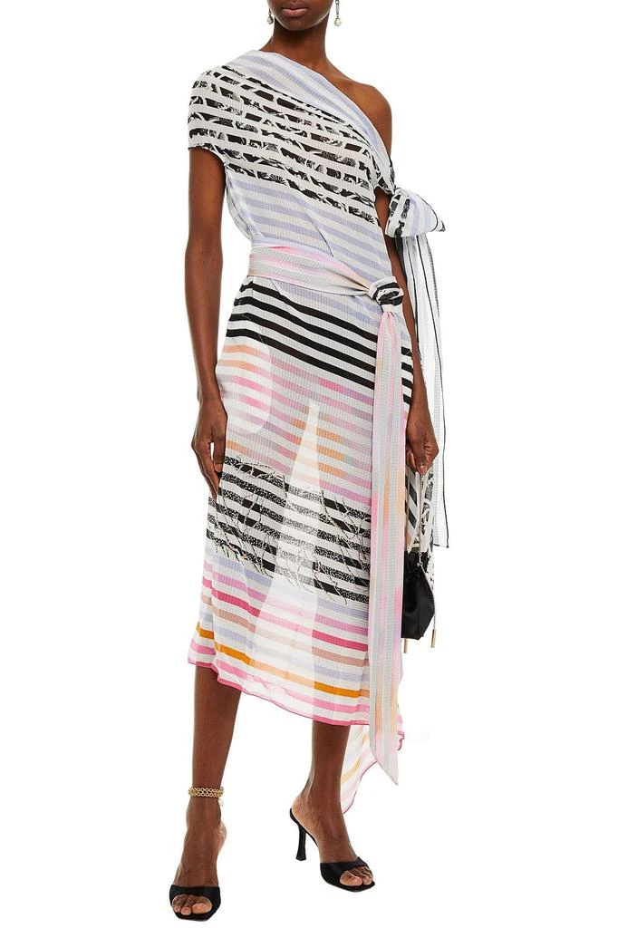 商品ROLAND MOURET|Hadera off-the-shoulder knotted printed chiffon midi dress,价格¥3276,第4张图片详细描述