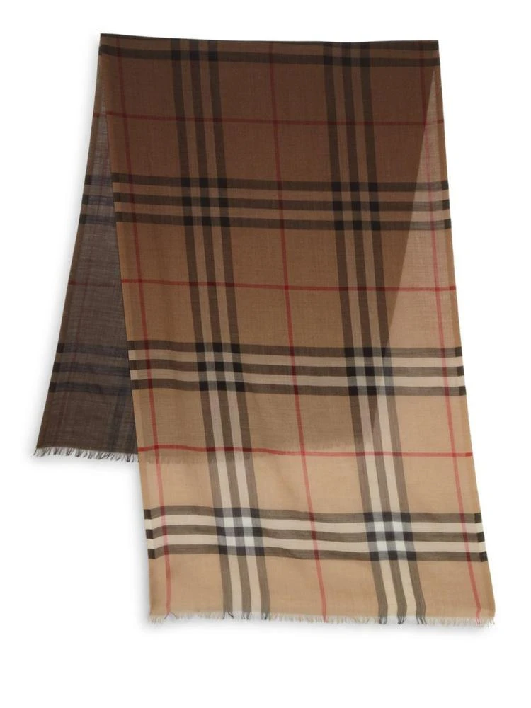 商品Burberry|Ombrè Giant Check Wool & Silk Scarf,价格¥2282,第2张图片详细描述