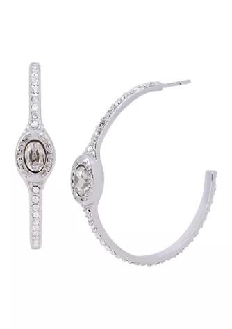 Signature Logo Swarovski® Crystals Pavé Hoop Earrings商品第1张图片规格展示
