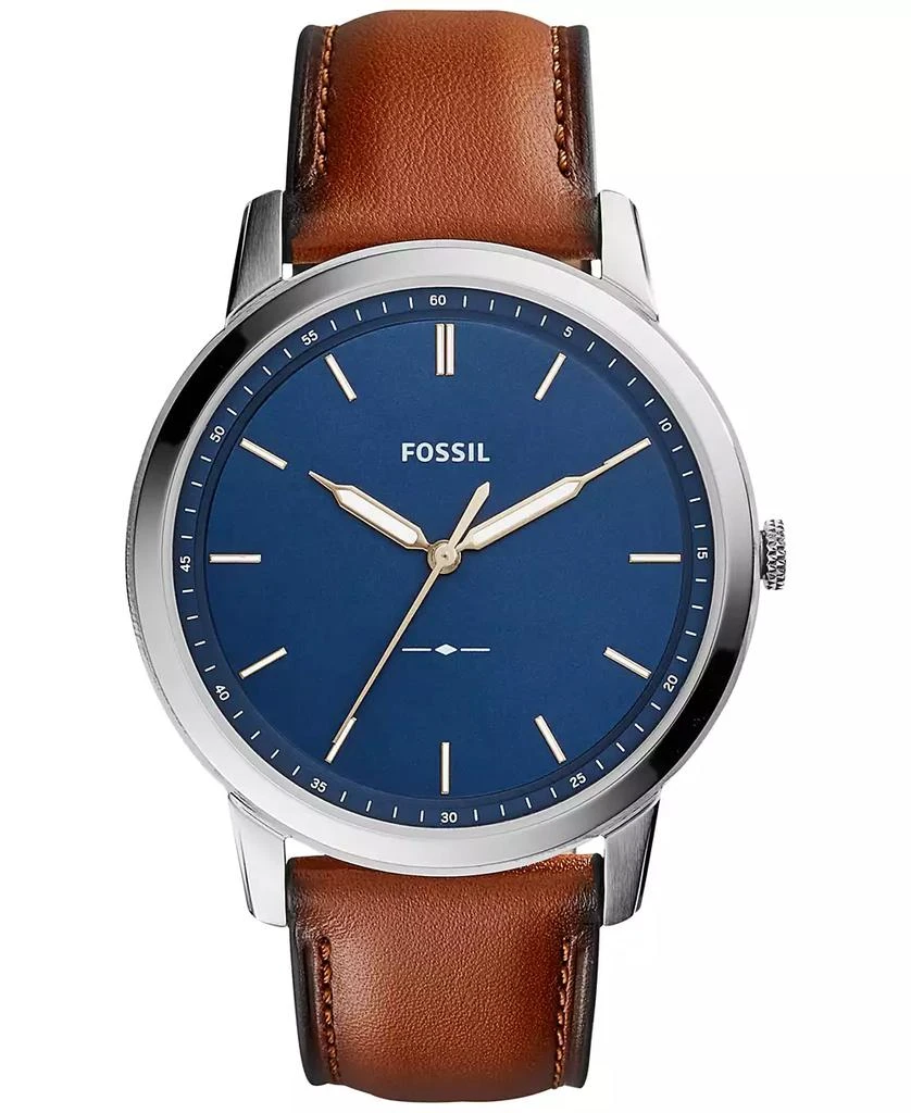 商品Fossil|Men's The Minimalist Brown Leather Strap Watch,价格¥894,第1张图片