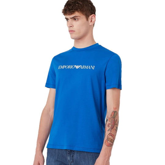 EMPORIO ARMANI 男士蓝色棉质圆领短袖T恤 8N1TN5-1JPZZ-0972商品第1张图片规格展示