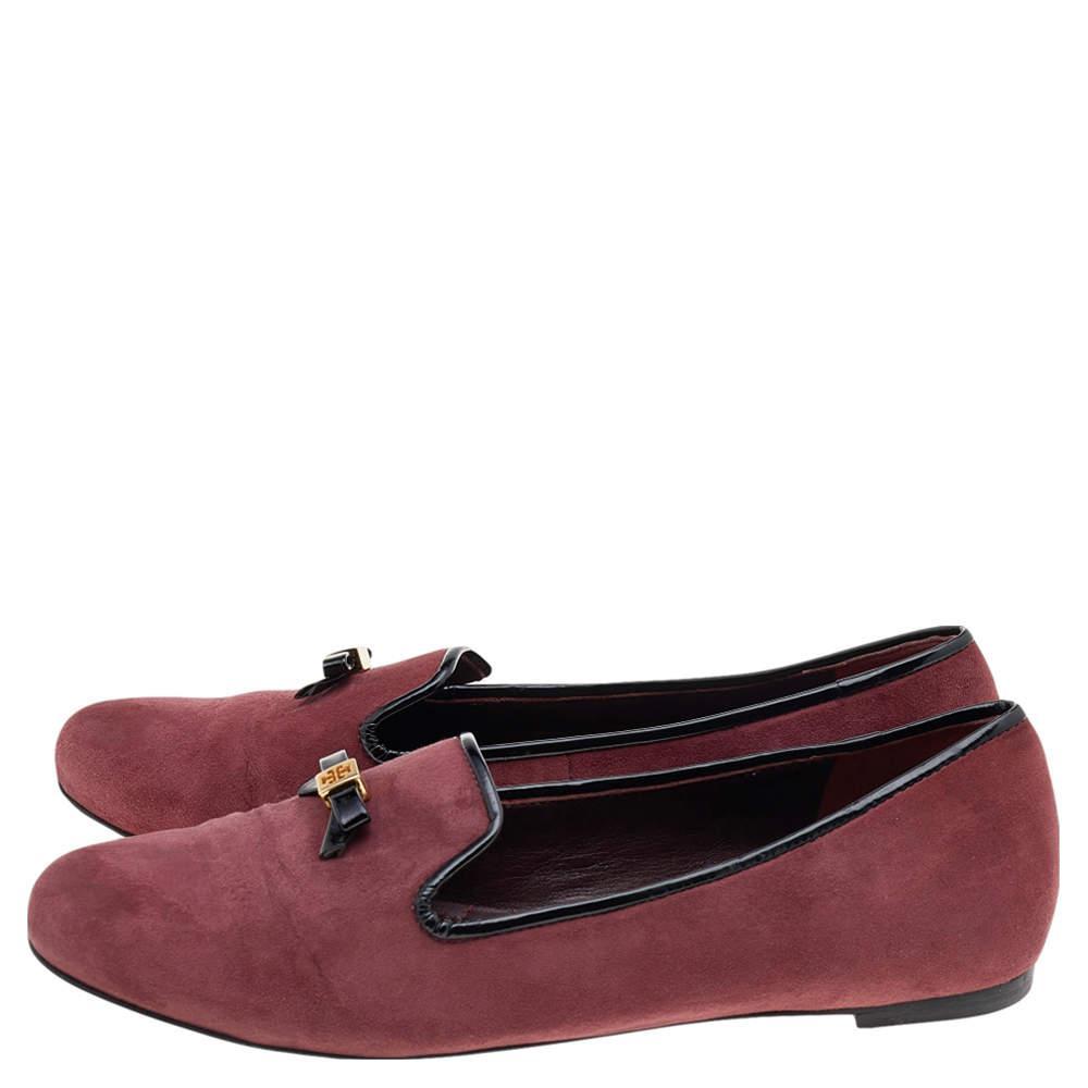 商品[二手商品] Tory Burch|Tory Burch Burgundy Suede Smoking Slippers Size 38.5,价格¥1162,第6张图片详细描述