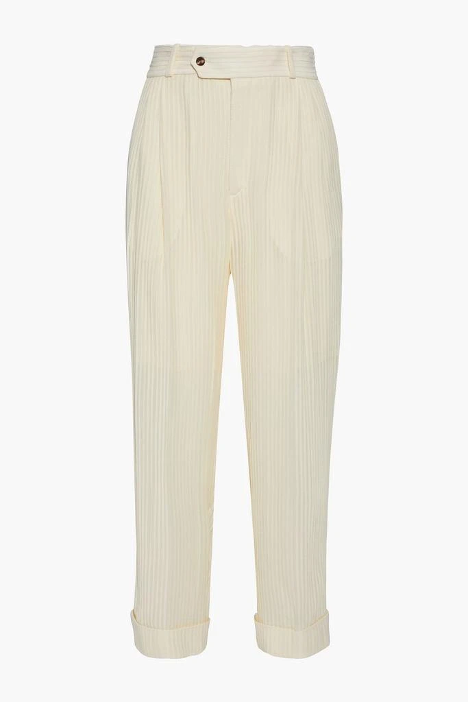商品Chloé|Cropped pintucked silk-crepe straight-leg pants,价格¥3852,第3张图片详细描述