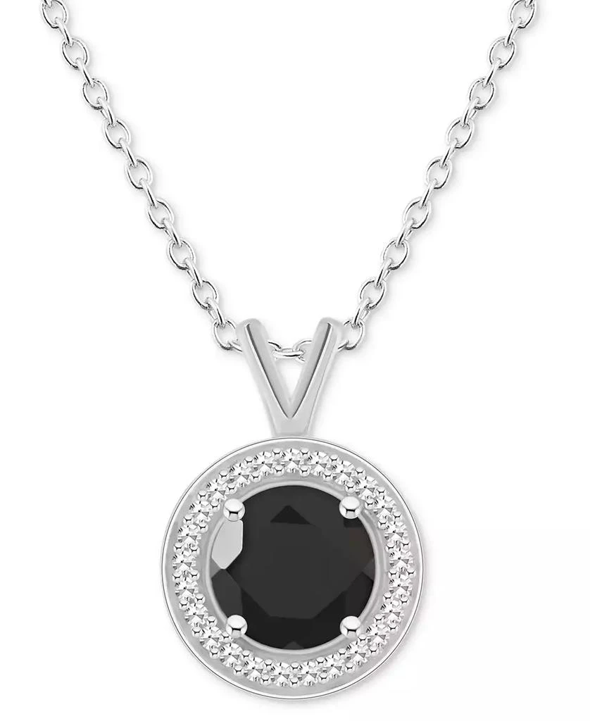 商品Macy's|Cultured Freshwater Pearl & Diamond (1/8 ct. t.w.) Halo Pendant Necklace in Sterling Silver (Also in Onyx, Turquoise, & Labradorite),价格¥3029,第1张图片