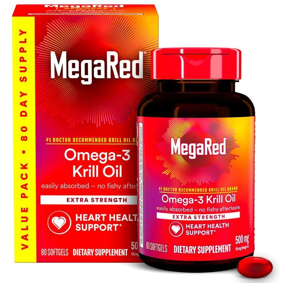 商品MegaRed|磷虾油欧米伽软胶囊 虾青素加强版 500mg 40粒,价格¥388,第1张图片