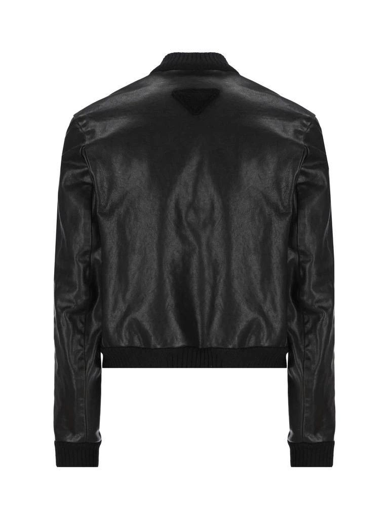 商品Prada|Prada Long-Sleeved Zipped Leather Bomber Jacket,价格¥25501,第2张图片详细描述