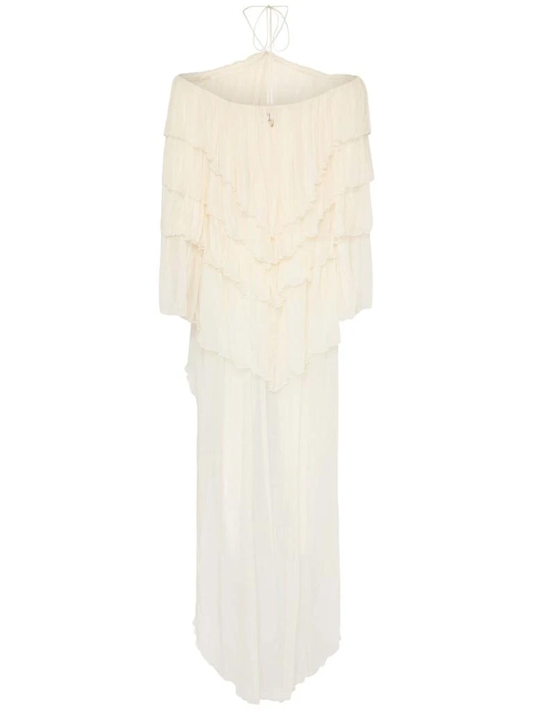 商品BLUMARINE|拖尾垂褶真丝绉纱连衣裙,价格¥24605,第4张图片详细描述