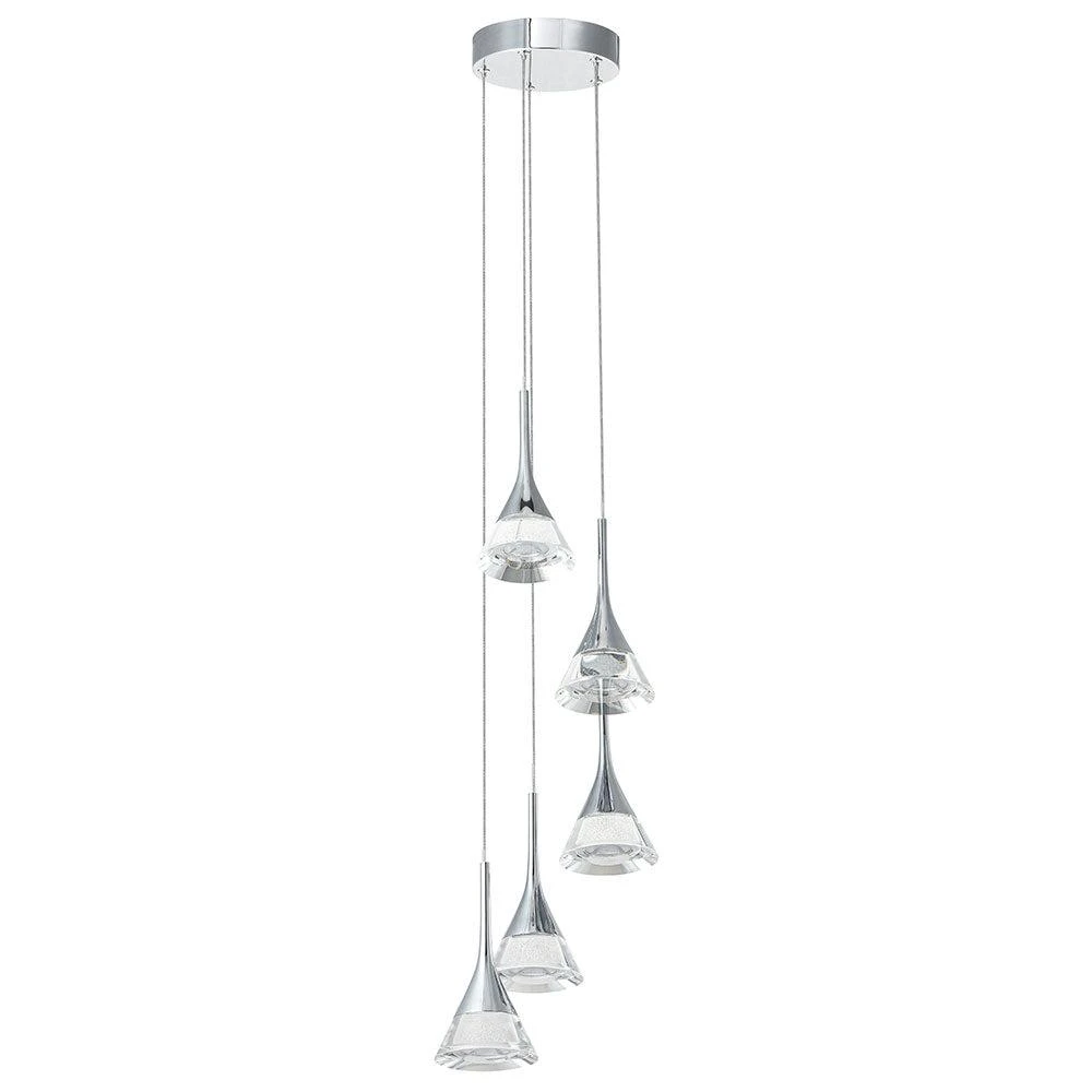 商品VONN Lighting|Amalfi VAC3215CH 5-Light Integrated LED Chandelier Lighting Fixture with Cone Shades, Polished Chrome,价格¥3557,第1张图片