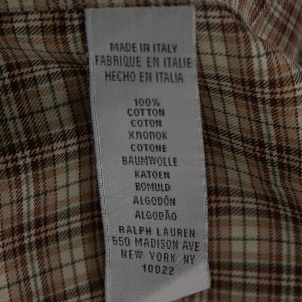 Ralph Lauren Purple Label Brown Checkered Cotton Button Front Shirt XXL 商品