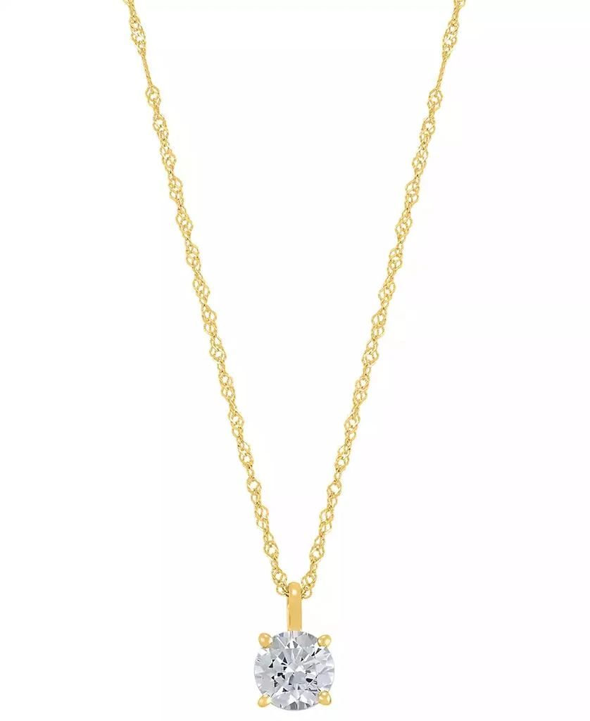 商品Macy's|Diamond Solitaire 18" Pendant Necklace (1/2 ct. t.w.) in 14k Gold,价格¥5983,第1张图片