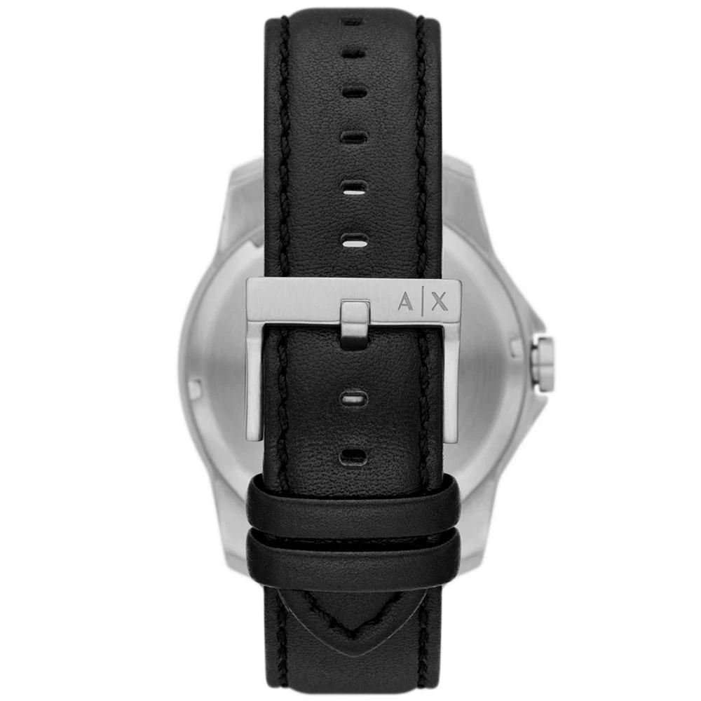商品Armani Exchange|Men's Three-Hand Day-Date Black Leather Strap Watch, 44mm,价格¥827,第3张图片详细描述