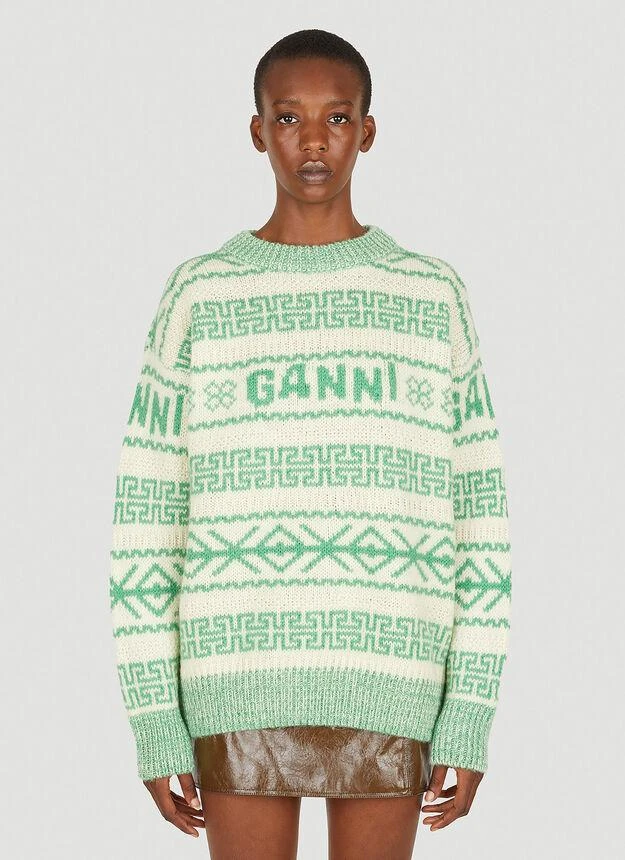 商品Ganni|Graphic Logo Sweater in Green,价格¥2861,第1张图片