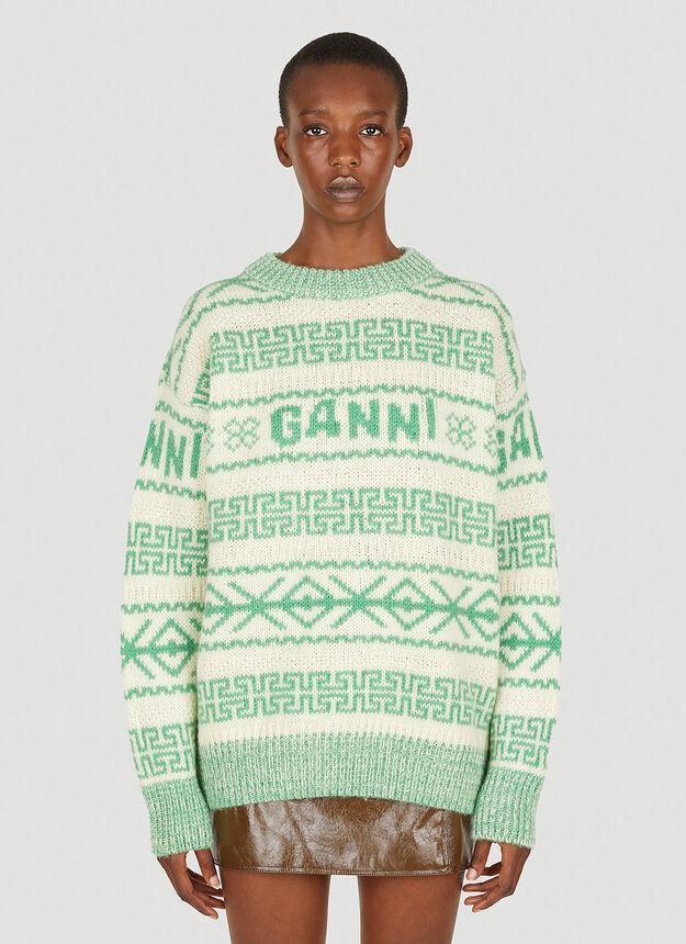 商品Ganni|Graphic Logo Sweater in Green,价格¥2362,第1张图片