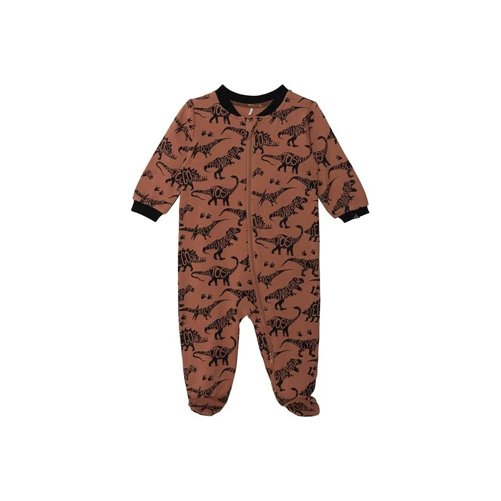 商品Deux par Deux|Baby Boy Organic Cotton One Piece Printed Pajama Brown Dinosaurs - Infant,价格¥246,第1张图片