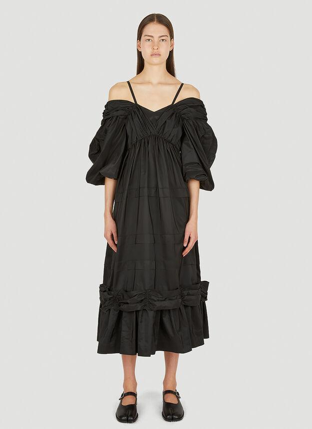商品Simone Rocha|Off Shoulder Signature Sleeve Dress in Black,价格¥4474,第1张图片