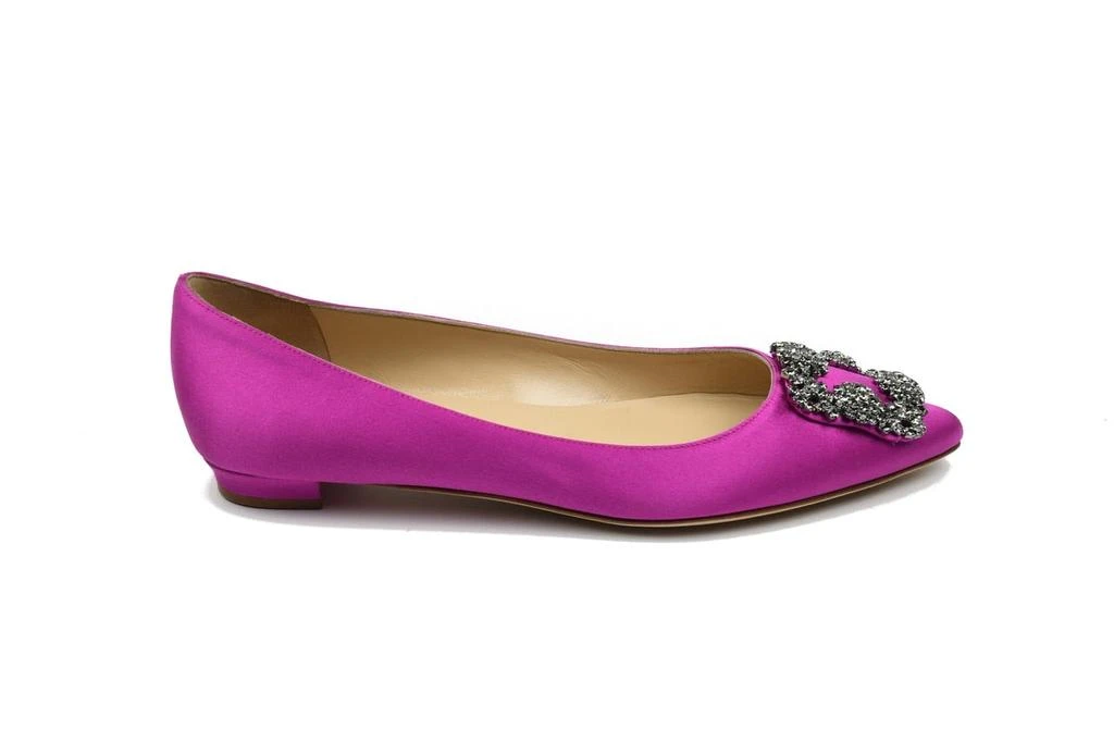 商品Manolo Blahnik|Manolo Blahnik Pink Hangisiflat Fuschia Satin,价格¥6135,第4张图片详细描述