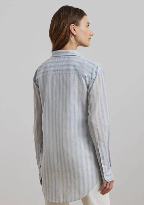 商品Ralph Lauren|Oversize Striped Cotton Voile Shirt,价格¥537,第2张图片详细描述