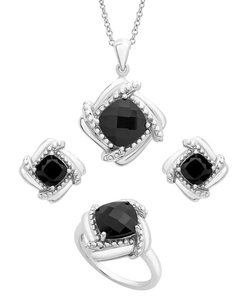 商品Macy's|Onyx Box Set (Pendant, Earrings & Ring) in Sterling Silver,价格¥842,第1张图片