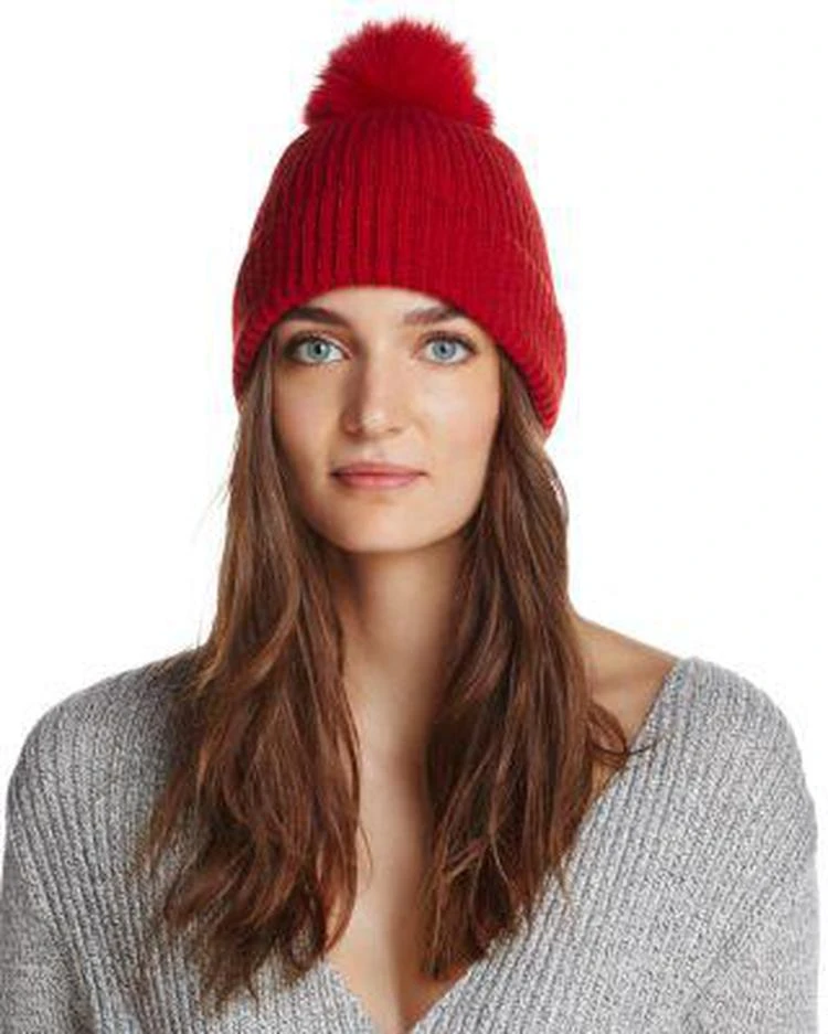 商品Raffaello Bettini|Fox Fur & Cashmere Ribbed Pom-Pom Beanie - 100% Exclusive,价格¥483,第1张图片