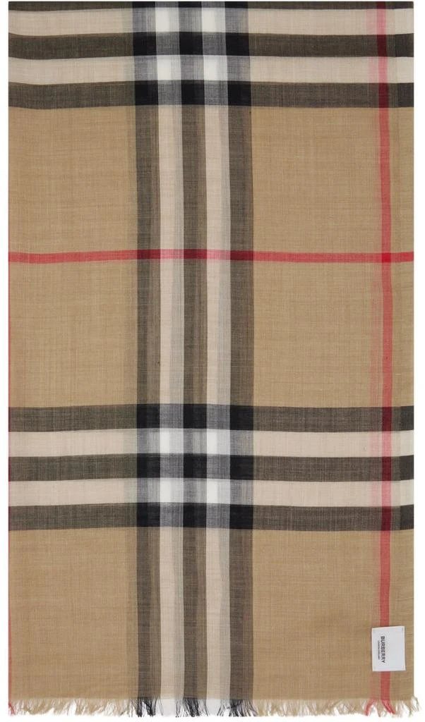 商品Burberry|驼色 Lightweight Check 围巾,价格¥3773,第1张图片详细描述