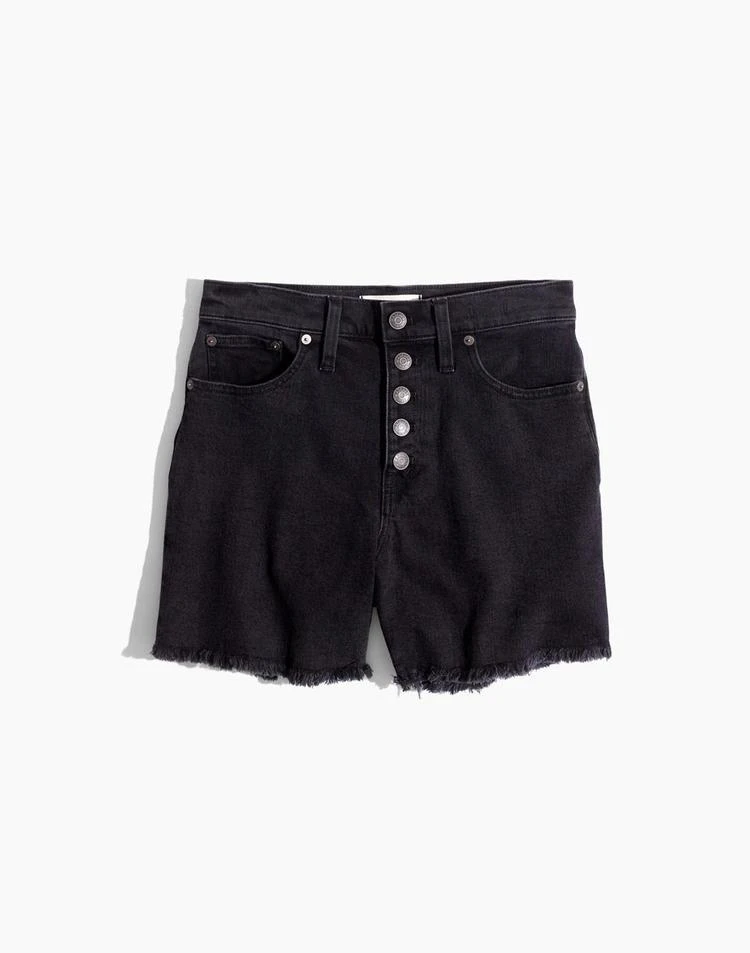 商品Madewell|High-Rise Denim Boyshorts in Faded Black: Button-Through Edition,价格¥159,第4张图片详细描述